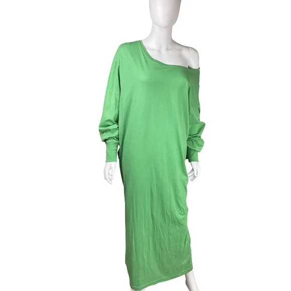 FREE PEOPLE Beach Green Long Sleeve Oversized Maxi Dress XS - Picture 8 of 10